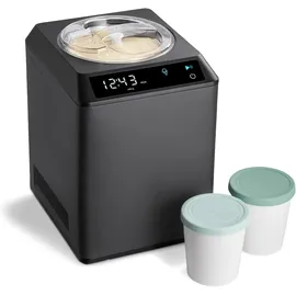 Springlane Eismaschine & Joghurtbereiter Erika 2,5 L mit selbstkühlendem Kompressor 250 W, Eiscrememaschine aus Edelstahl mit Kühl- und Heizfunkt... - Grau