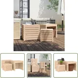 3-tlg. Gartenbox-Set Massivholz Kiefer - Gartenmöbel - Kiefernholzmöbel - Gartenbox - Holztruhe - Außendeko - The Living Store