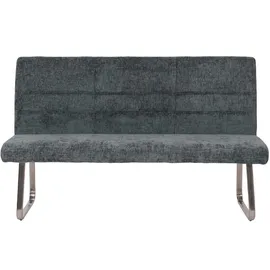 Mendler Esszimmer-Set HWC-G55, 4er-Set Stuhl mit Armlehne+Sitzbank 160cm, Edelstahl gebürstet Stoff/Textil Chenille ~ blau-grün