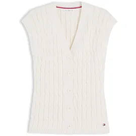 Tommy Hilfiger Regular Fit Strickweste aus reiner Baumwolle, Ecru, M