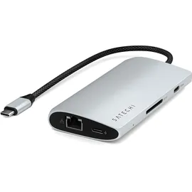 Satechi USB-C Multiport Adapter 8K mit Ethernet V3 Adapter Silber