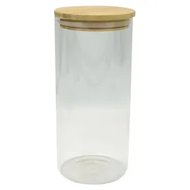 Fackelmann 4er-Set Glasaufbewahrungsbehälter – FACKELMANN – Natur – Bambusdeckel - Braun/Transparent
