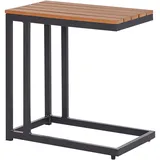 Beliani Beistelltisch Hellbraun Kunstholz und Aluminium Rechteckig 60x35 cm Latten-Optik Lamellen-Optik Modern Terrasse Balkon Couchtisch