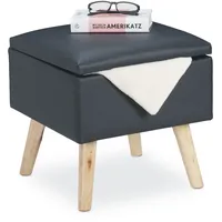 Relaxdays Sitzhocker mit Stauraum Kunstleder 40 x 40 x 40 cm Dunkelgrau