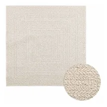 vidaXL Teppich ZIZUR Creme 120x120 cm Jute-Optik Indoor und Outdoor
