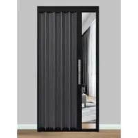 Schiebetür Falttür falttüren innentüren Raumteiler Mit Akkordeontüren Innen Schlafzimmer Küchenschrank, Schwarzer Türrahmen Und Graues Aluminiumpaneel, Groß 61 66 70 80 90 100 120 140 160 200 CM ( Col