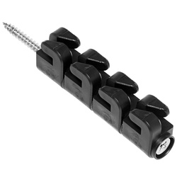 VOSS.pet 4er Isolator mit Edelstahl-Holzgewinde für Plus-Minus-Zaun, schwarz