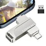 CONNUMY 256GB USB Stick für iPhone, 3-in-1-Flash-Laufwerk zum Sichern von Fotos und Videos ohne APP, Externer Speicherstick kompatibel mit iPhone/iPad/Android/PC