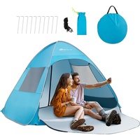 KOMFOTTEU Wurfzelt Pop-up-Strandzelt, UPF 50+ Sonnenschutz-Zelt, für 2–4 Personen blau