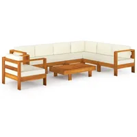 vidaXL 8-tlg Garten-Lounge-Set mit Creme Auflagen Massivholz Akazie Modell 2