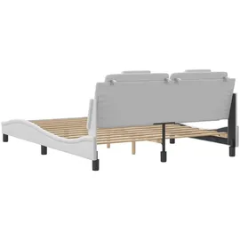 vidaXL Bettgestell mit LED Weiß 160x200 cm Kunstleder
