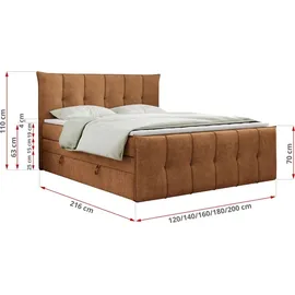 MKS Meble King Boxspringbett 200 x 200 cm H4 Orange