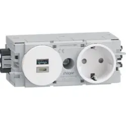 Hager GS16009010 Steckdose 1f. + USB A/C Wago C-Profil rw