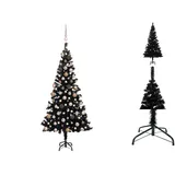 vidaXL Künstlicher Weihnachtsbaum Beleuchtung & Kugeln Schwarz 180 cm