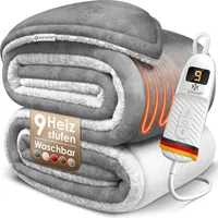 Kesser KESSER® Heizdecke mit Abschaltautomatik Doppelseitig Elektrische Wärmedecke Kuscheldecke Bett, Sofa 9 Temperaturstufen waschbar bis 40°C mit Timer Digitalanzeige