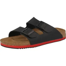 Birkenstock Arizona Superlauf, Birko-Flor, schwarz/rot, schmal, Größe 47