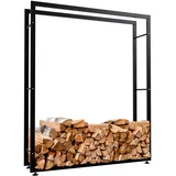 CLP Kaminholzregal Metall 125 x 25 x 150 cm Schwarz