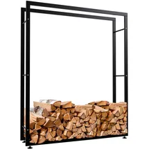 CLP Kaminholzregal Metall 125 x 25 x 150 cm Schwarz