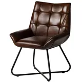Massivmoebel24 Stuhl Echtleder 61x65x89 Braun Iron Label #113