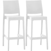 CLP 2er Set Barhocker Maya Aus Wetterbeständigem Kunststoff I 2x Tresenhocker Mit Fußstütze Und Hoher Rückenlehne