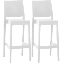CLP 2er Set Barhocker Maya Aus Wetterbeständigem Kunststoff I 2x Tresenhocker Mit Fußstütze Und Hoher Rückenlehne