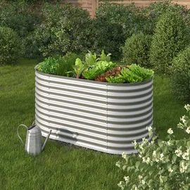 Oskar Hochbeet oval 160 x 82 x 80 cm Silber