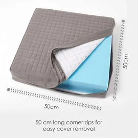 Homescapes SITZKISSEN orthopädisch 50/50/10 cm – Sesselkissen grau