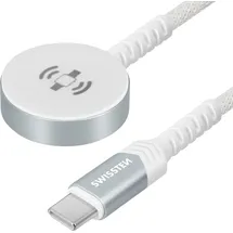 Swissten Swissten, Magnetisches Ladegerät 2.5W USB-C für Apple Watch Nylon 1.2m, Weiß - Weiß