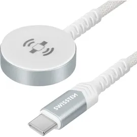 Swissten Swissten, Magnetisches Ladegerät 2.5W USB-C für Apple Watch Nylon 1.2m, Weiß - Weiß