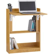 SoBuy Schreibtisch Computertisch mit Ablagen Kleiner Schreibtisch Arbeitstisch Bürotisch Klapptisch Homeoffice 63x82x58cm Natur 64x82x58cm FWT92-N