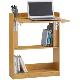 SoBuy Schreibtisch Computertisch mit Ablagen Kleiner Schreibtisch Arbeitstisch Bürotisch Klapptisch Homeoffice 63x82x58cm Natur 64x82x58cm FWT92-N