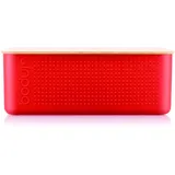 Bodum Bistro 11555-04 Brotdose, groß, Deckel aus Bambus, 24 cm x 37 cm x 14 cm, Rot
