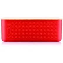Bodum Bistro 11555-04 Brotdose, groß, Deckel aus Bambus, 24 cm x 37 cm x 14 cm, Rot