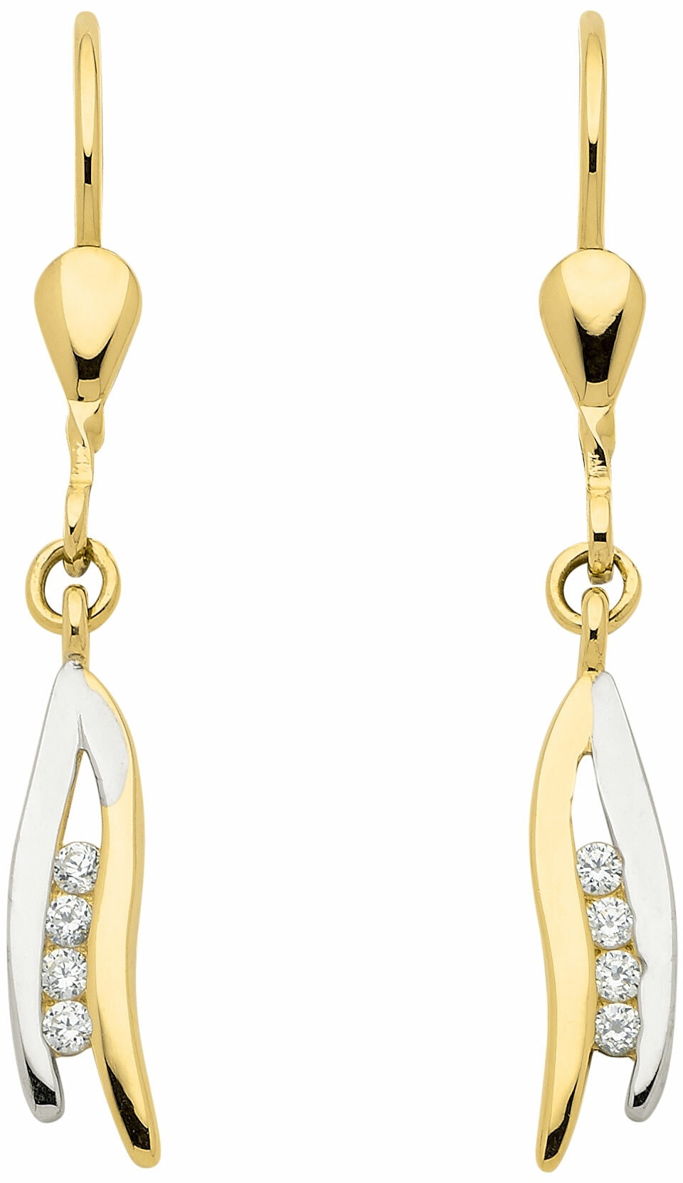 Paar Ohrhänger ADELIA ́S "333 Gold Ohrringe mit Zirkonia" Gr. Damen, Gelbgold 333, goldfarben (gold) Damen Ohrhänger