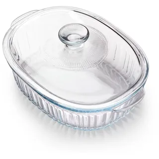NUTRIUPS 2L Oval Auflaufform Glas Mit Deckel, (27.3×18.8×12cm) Borosilikatglas, Auflaufform Mit Deckel Ofenfest