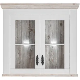 Home Affaire Hängeschrank HOME AFFAIRE "Florenz, Glashängeschrank in Pinie Weiß, Wandschrank", weiß (pinie weiß), B:92cm H:85cm T:34cm, Schränke, Hängeschrank, mit verschnörkeltem Metallgriff, im Landhausstil
