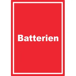 Batterien Mülltrennung Aufkleber mit Text A6 (105x148mm)