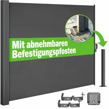CASARIA Seitenmarkise 160 x 300 cm Anthrazit Polyester