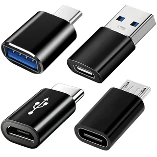 USB C Adapter 4 Stück, USB Typ C zu USB 3.0 OTG Adapter, Micro USB auf USB C Adapter Kompatibel mit iPhone 17/16/15 Serie Samsung Galaxy iPad MacBook Pro Handy PC Laptop Tablet und Mehr