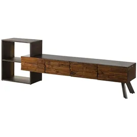 MASSIVMOEBEL24.DE Lowboard Akazie / Altholz 225x40x70 braun lackiert SEVILLA #15