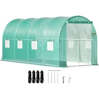 Vevor Foliengewächshaus Verzinkter Stahl Grün PE 4,6x2,1x2,1 m 9,66 m2