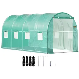 Vevor Foliengewächshaus Verzinkter Stahl Grün PE 4,6x2,1x2,1 m 9,66 m2