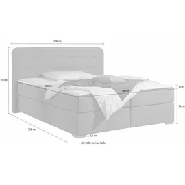 Home Affaire Boxspringbett HOME AFFAIRE "Manchester", rosa (rosé), B:200cm L:208cm, Strukturstoff-Bezug (100% Polyester), Komplettbetten, Boxspringbett, 5 Breiten, 3 Ausführungen, 2 Härtegraden, Topper, Steppung