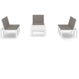 vidaXL Garten-Lounge-Set 4-tlg. Kunststoff weiß