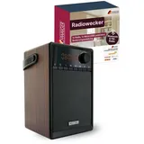 SCHWAIGER Radiowecker I Mini Bluetooth Radio für Zuhause & unterwegs I Radioempfang über FM UKW I mit automatischem Sendersuchlauf, Weckfunktion & Snooze I tragbarer Lautsprecher akkubetrieben