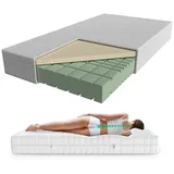 Latexmatratze in Premiumhöhe, Langlebige 7-Zonen Latex-Matratze, Waschbarer Bezug, AM Qualitätsmatratzen, 23 cm hoch, 200x200 cm 200 cm x 200 cm x 23 cm