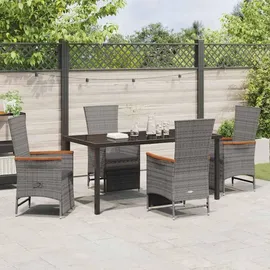 vidaXL Garten Essgruppe mit Kissen Grau Poly Rattan