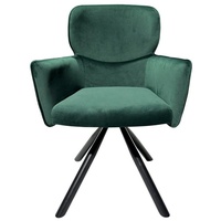 bene living Sessel Rimini - gepolstert - Samt - dunkelgrün (1-St), Samtbezug - Metall-Gestell - hohe Rückenlehne - Armlehnen - Esszimmer grün