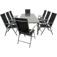 TPFGarden GARTEN-GARNITUR Ashford - 9-teilige Garten-Essgruppe (8x Klappsessel mit