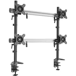 HFTEK®  Tischhalterung für 4 Bildschirme von 15 bis 27 Zoll mit Tisch-Klemmsystem - VESA 75/100